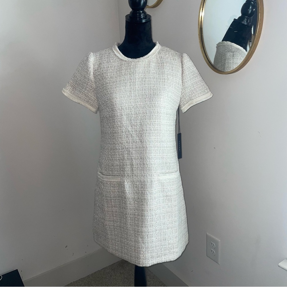 Tahari Cream Tweed Mini Dress
